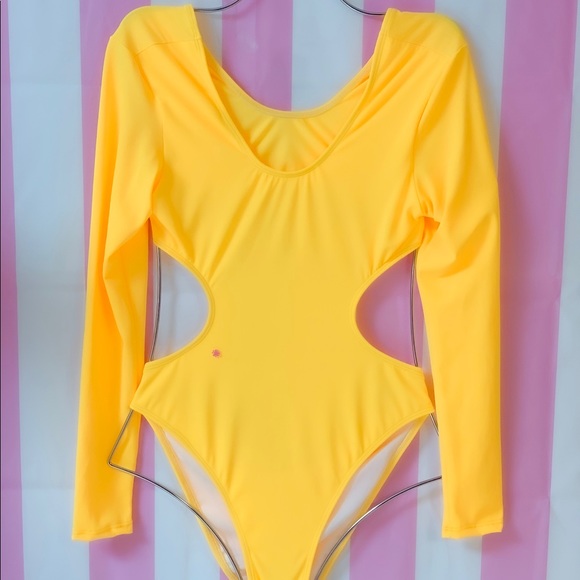 yellow long sleeve swimsuit